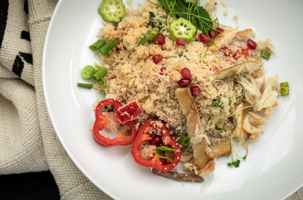 Easy, quick and healthy fonio smocked mackerel salad